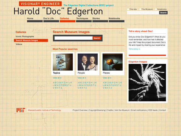 Edgerton Digital Collections search page